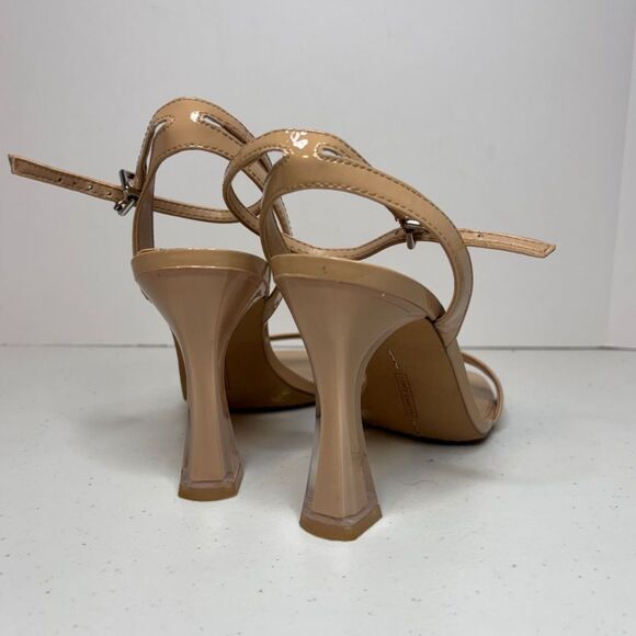 Vince Camuto Penelopy Patent Leather Slingback Tan Platform High Heel Open Toe - Picture 6 of 9